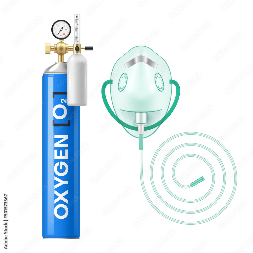 oxygen cylinder tank with vector illustration. Compressed liquid pure tube Vector | Adobe Stock