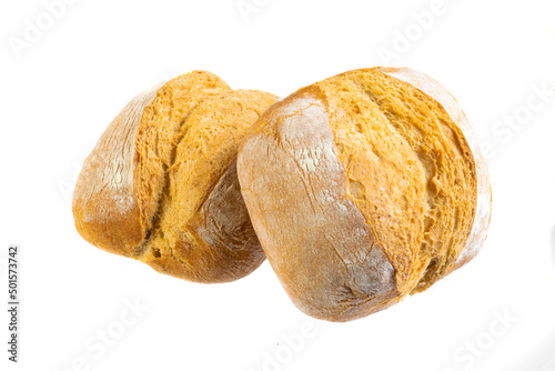 fresh bread roll on white isolated background