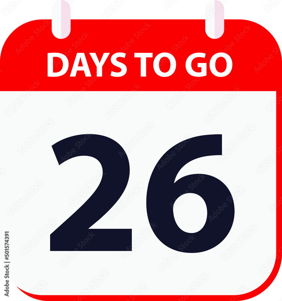days to go last countdown icon 26 days go vector image. Stock Vector