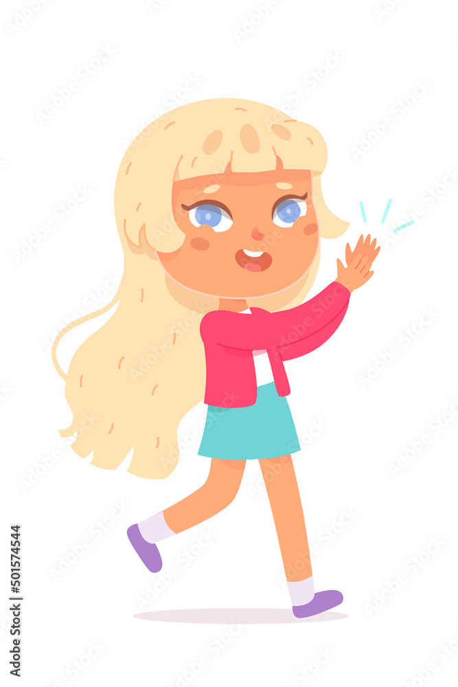 Applause action of cute kid, happy girl clapping, child applauding to show admiration Applause action of cute kid, happy girl clapping, child applauding to show admiration