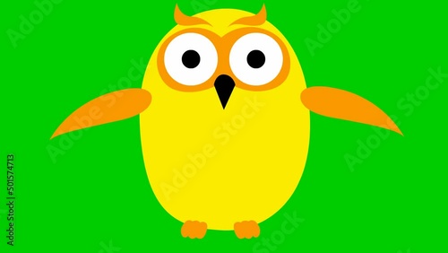 Wallpaper Mural Animated funny yellow owl flies. Looped video. Vector illustration isolated on a green background.
 Torontodigital.ca