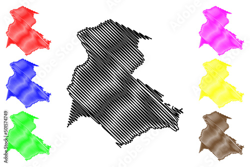 Bujari municipality (Acre state, Municipalities of Brazil, Federative Republic of Brazil) map vector illustration, scribble sketch Bujari map..
