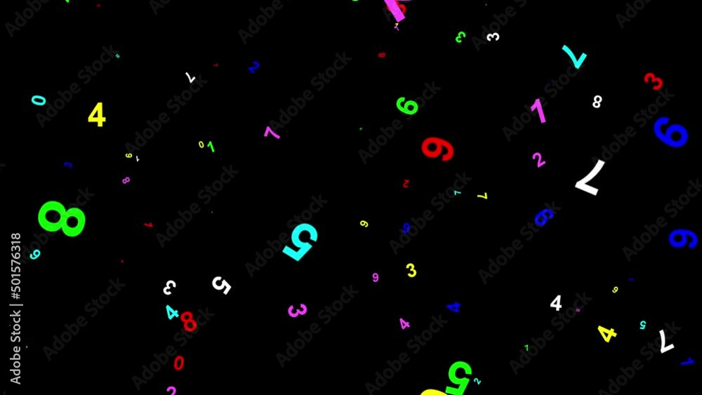 Moving colorful numbers motion graphics with night background