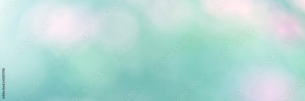 Green Mint Leaf background. Blurred leaves and circular bokeh. Abstract for design and wallpaper.