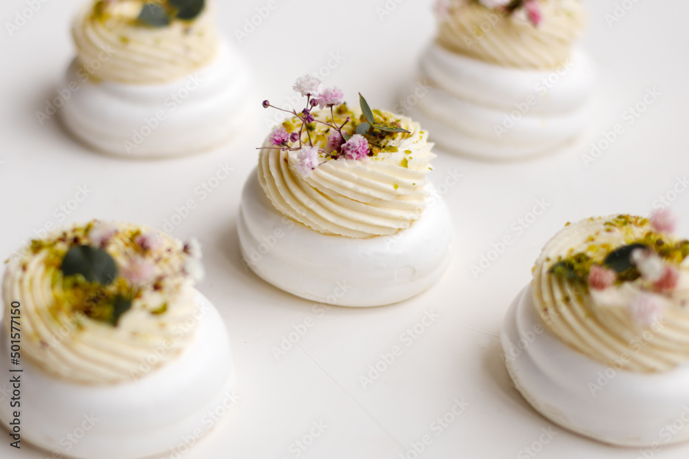 Meringue dessert pavlova cake. 