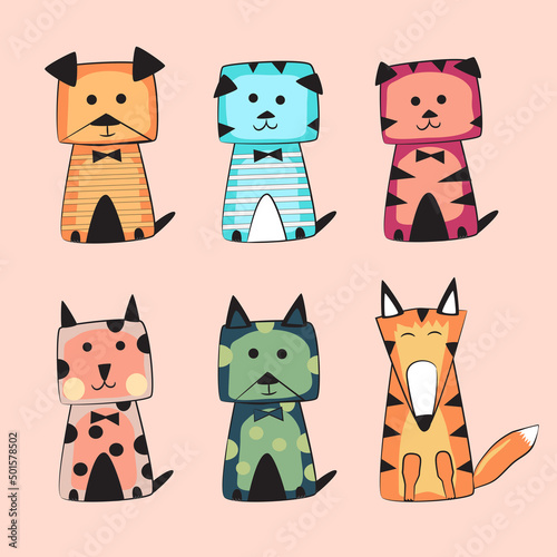Cartoon dog pattern beautiful colors