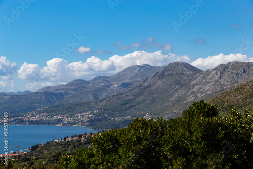 Mountains on Adriatic sea's coast in Dubrovnik district. Croatia