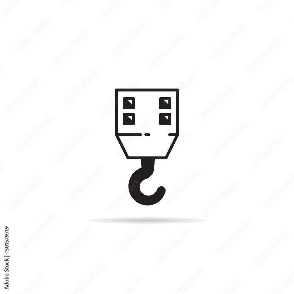 pulley and crane hook icon vector illustration