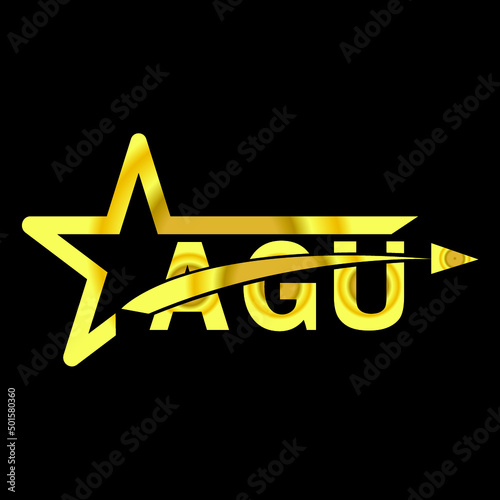 AGU letter logo design. AGU creative  letter logo. simple and modern letter logo. AGU alphabet letter logo for business. Creative corporate identity and lettering. vector modern logo   photo