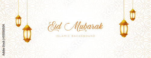 Creative Eid Mubarak Islamic Banner with Mandala Pattern Decoration Design.