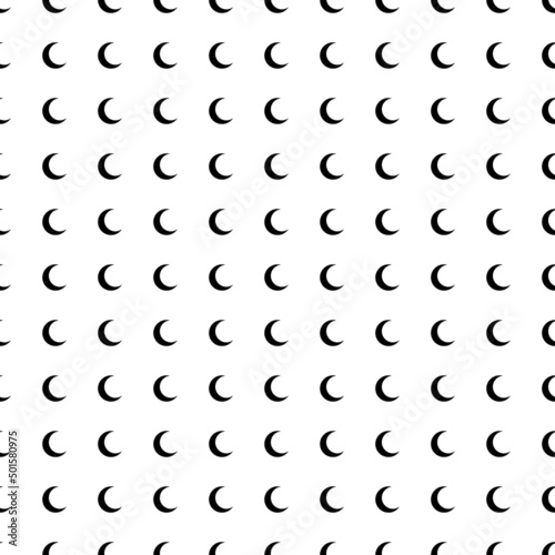 Square seamless background pattern from geometric shapes. The pattern is evenly filled with big black moon symbols. Vector illustration on white background