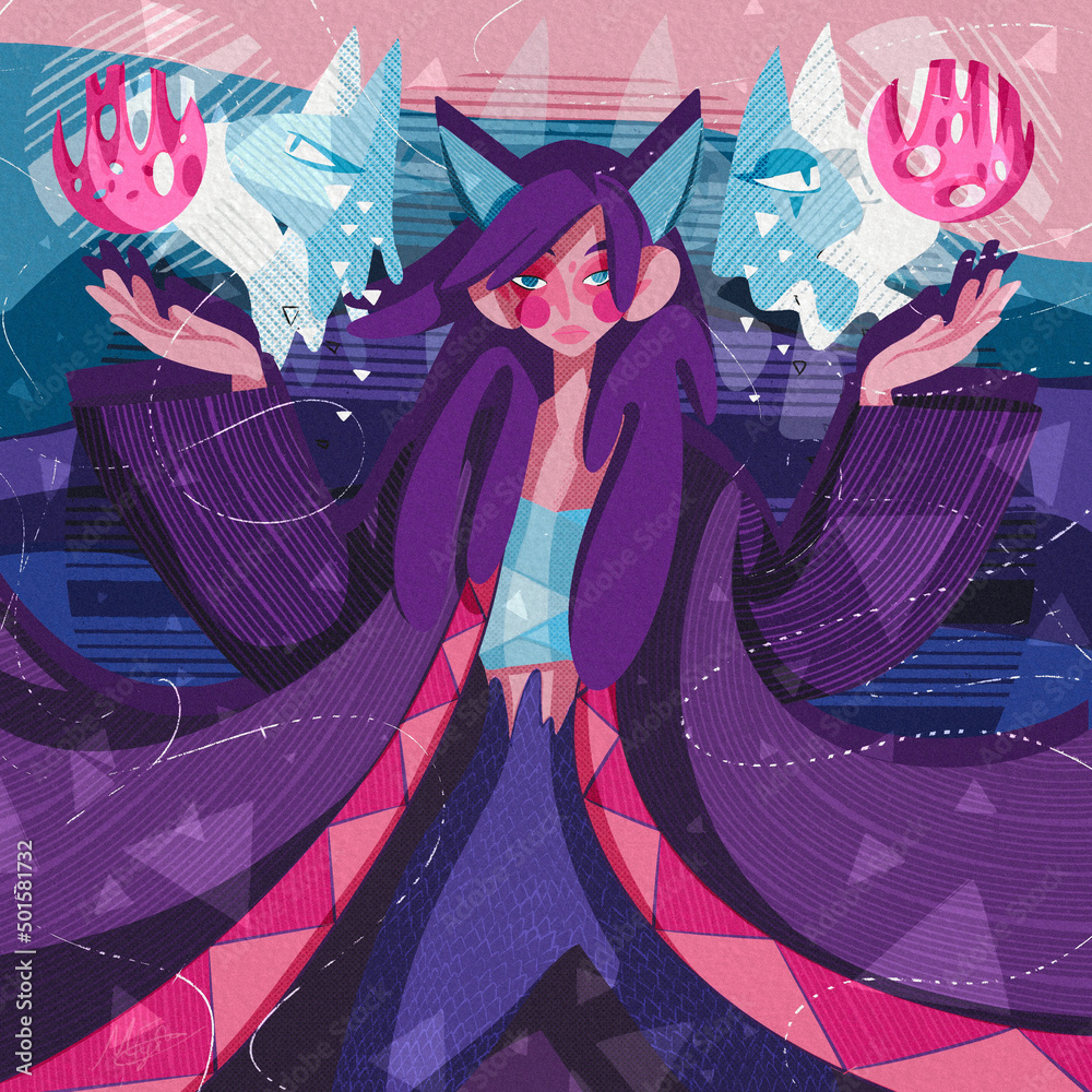 Fantasy anime fire girl | Poster