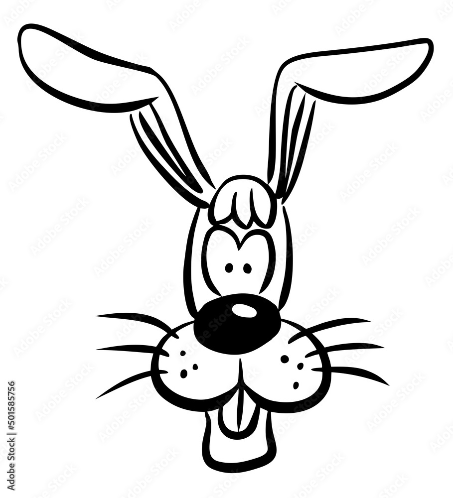 Sketch rabbit ears with a muzzle. Easter bunny. A sketch of a portrait of a  rabbit. Funny muzzle of a cartoon rabbit. Stock Vector | Adobe Stock