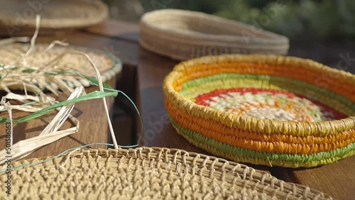 Traditional Aboriginal Indiginous Australian Woven Basket photo