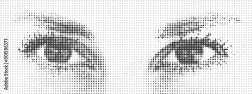 Human Eyes View Collage Background. Modern Abstract Pattern Horizontal Background