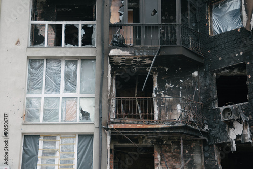 IRPIN, Kyiv REGION / UKRAINE - 25.04.2022:  destroyed houses of civilians. russia's war against Ukraine