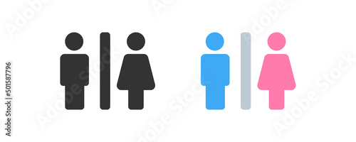 WC, toilet icon. Bathroom sign. Restroom, boy and girl, blue and pink symbol in vector flat