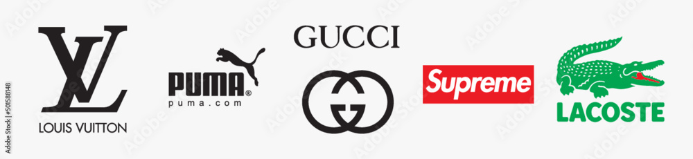 Fashion logo Bundle, Louis Vuitton logo, Puma logo, Gucci logo, Supreme ...