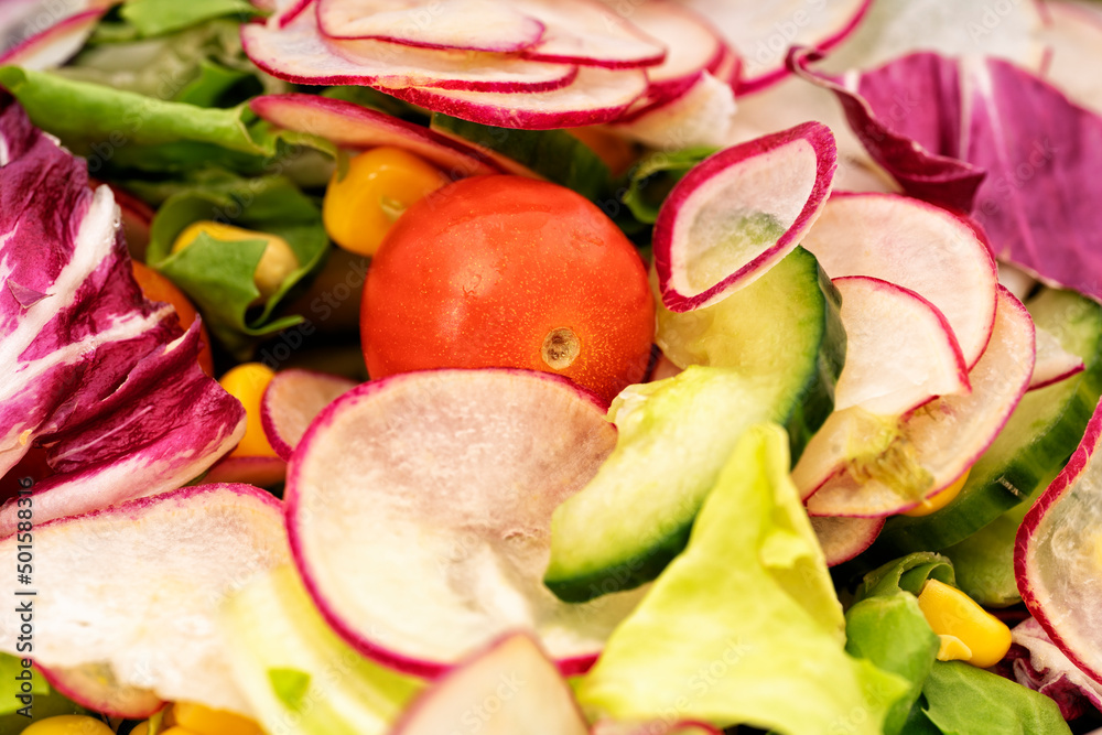 Fresh healthy salad with cherry tomatoes and mixed greens Fresh healthy salad with cherry tomatoes and mixed greens