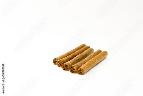 Natural cigarillo isolated on the white background