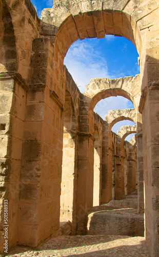 Coliseum of El Jem Tunisia. Ancient amphitheatre