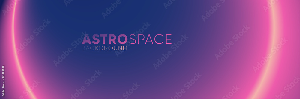 Gradient neon purple vector background. Blurred smooth circular light laser for technology, space and crypto banners, posters, web backdrops. Panoramic digital futuristic graphic with circle shape.