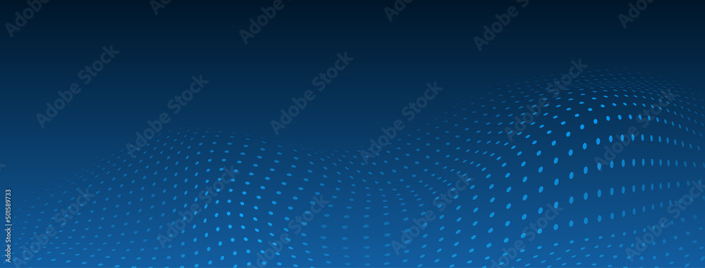 Abstract halftone background with curved surface made of small dots in blue colors Abstract halftone background with curved surface made of small dots in blue colors