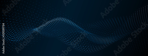 Fotografia Abstract background with curved surfaces made of small dots in blue colors