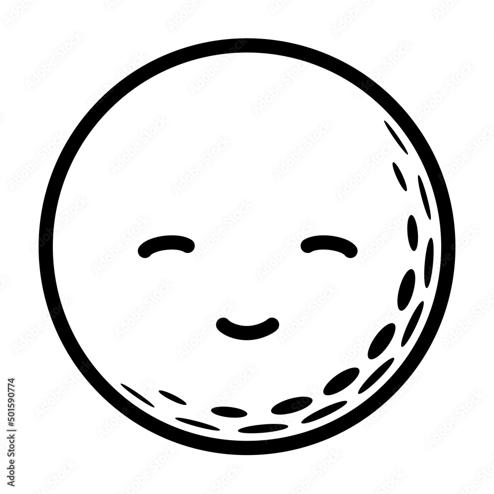 Obraz premium It is an illustration of a happy face of a golf ball.