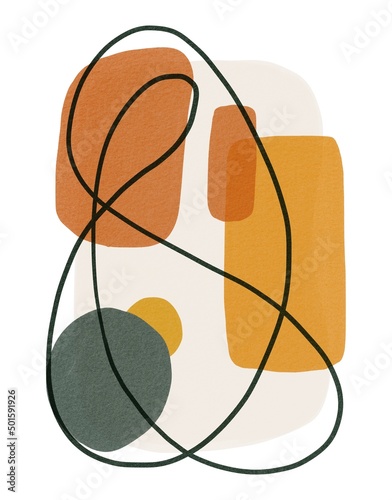 Hand Drawing Abstract Composition. Earthy pastel shades with Transparent effect and Textures. Use for poster, card, home decor, design, print, textile, fabric, shop, backdrop