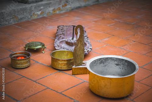 Chettinad's traditional kitchen items - Chettinad cuisine is from the community called the Nattukotai Chettiars, or Nagarathars, from the Chettinad region, sivagangai district, Tamil Nadu, South India photo