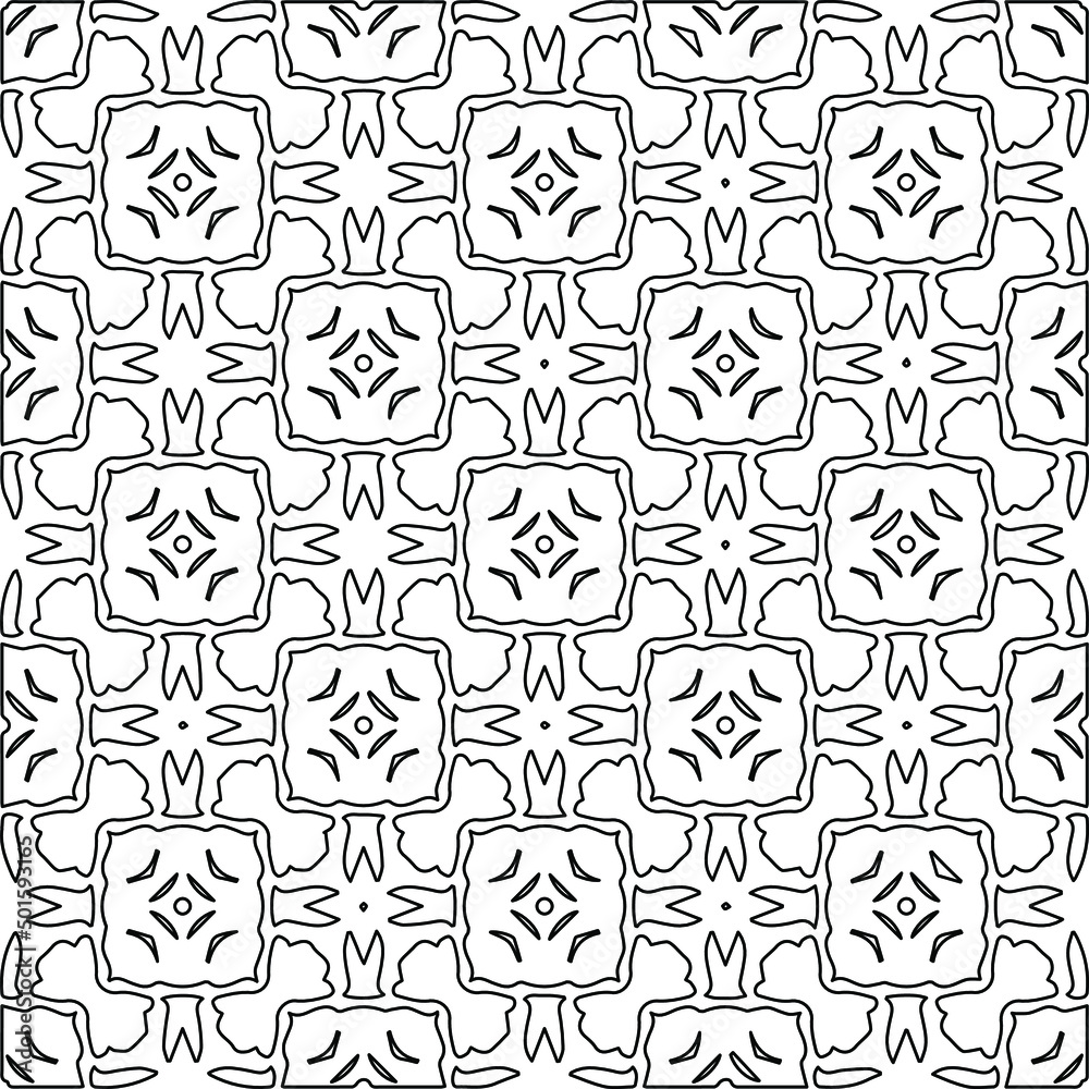 Vector monochrome pattern, Abstract texture for fabric print, card, table cloth, furniture, banner, cover, invitation, decoration, wrapping.Repeating geometric tiles with stripe elements.Black and 
wh