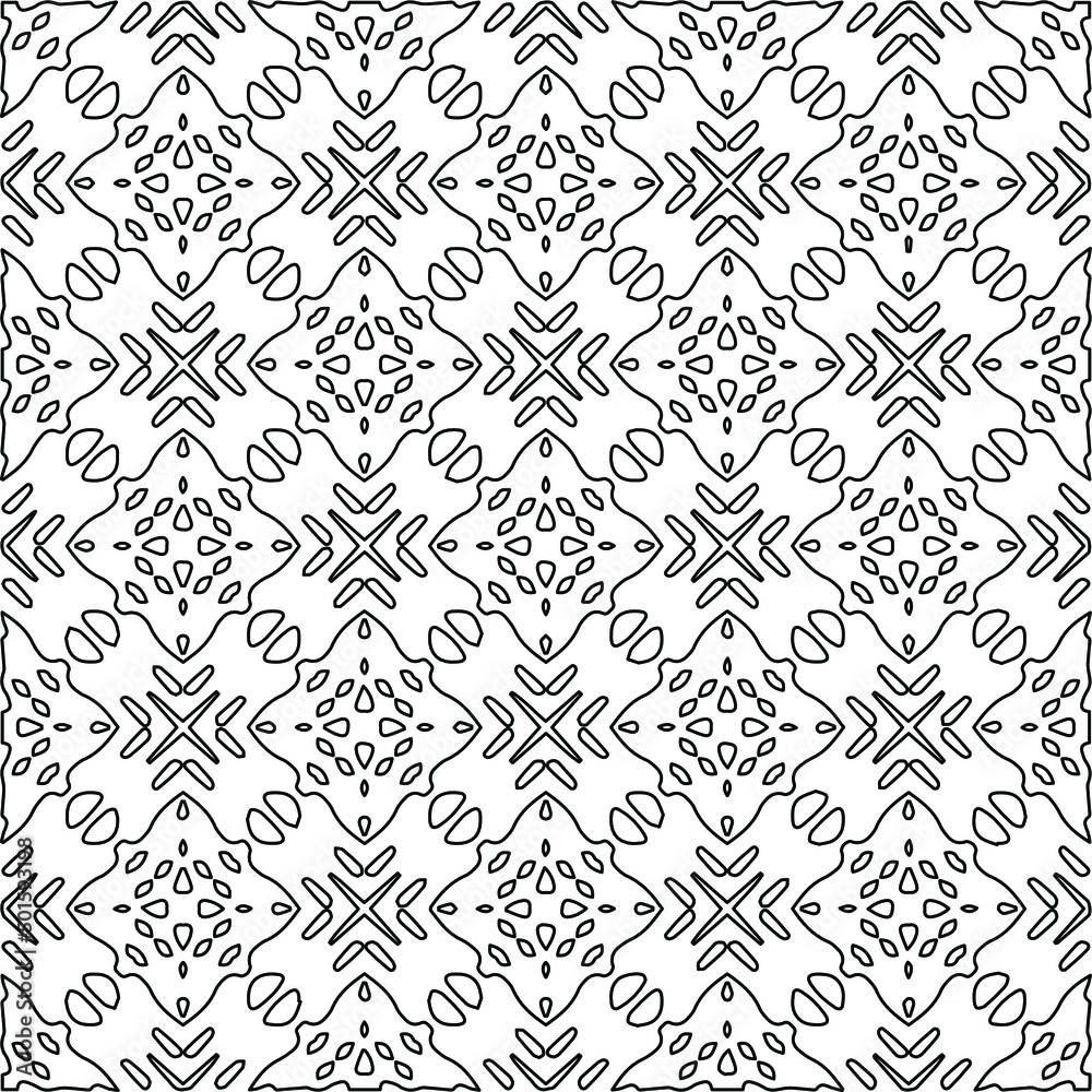 Vector monochrome pattern, Abstract texture for fabric print, card, table cloth, furniture, banner, cover, invitation, decoration, wrapping.Repeating geometric tiles with stripe elements.Black and
wh Vector monochrome pattern, Abstract texture for fabric print, card, table cloth, furniture, banner, cover, invitation, decoration, wrapping.Repeating geometric tiles with stripe elements.Black and
wh