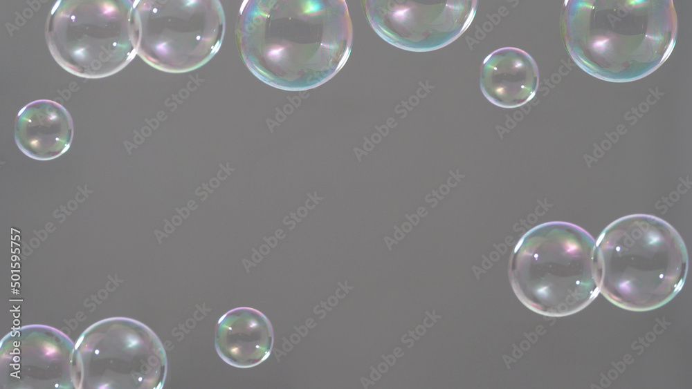Soap bubble drop or Shampoo bubbles floating like flying in the air black background which represent refreshing moments and gentle soft. Bubbles drops for soap  shampoo or detergent product industry.