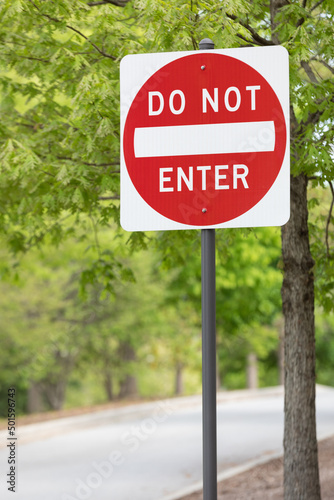 Do not enter sign at road