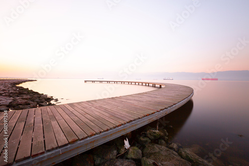 Sekapark, Izmit, Kocaeli. Beautiful natural park on seacoast. Sunset sea view in Turkey. photo