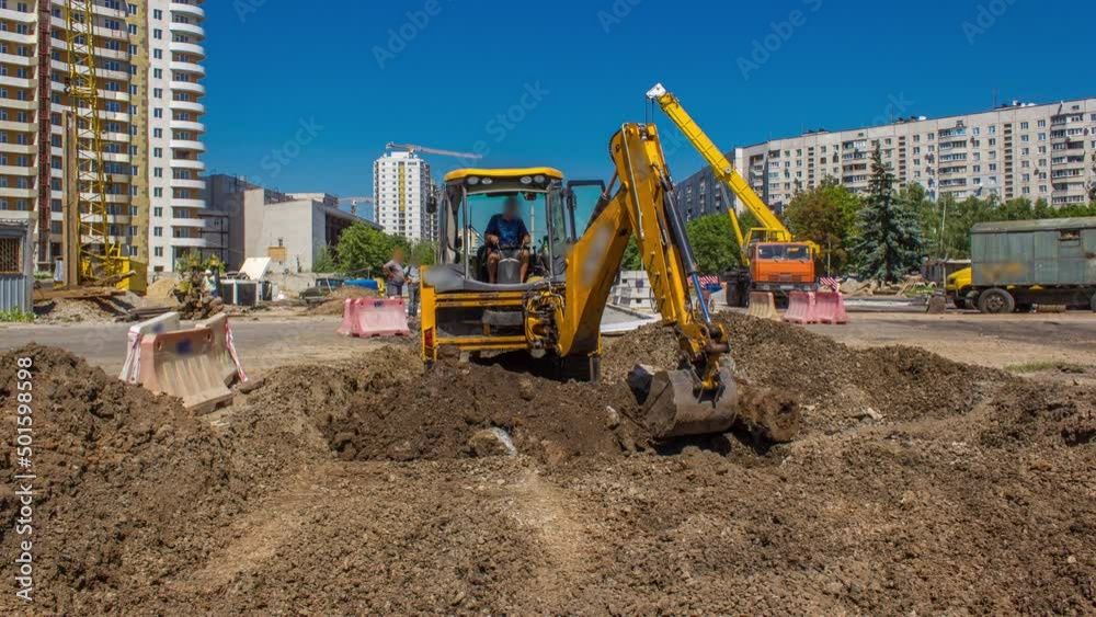 Industrial truck loader excavator diging ground timelapse Industrial truck loader excavator diging ground timelapse