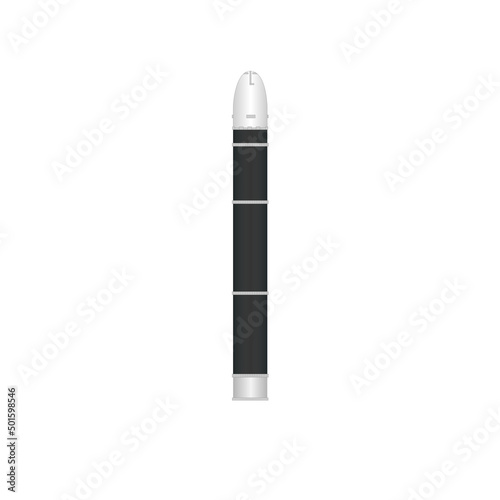 Launch of a superheavy thermonuclear armed intercontinental ballistic missile from the Russian Federation. Vector illustration, Sarmat SS-X-30 Satan 2. NASA terrain. 3D rendering.