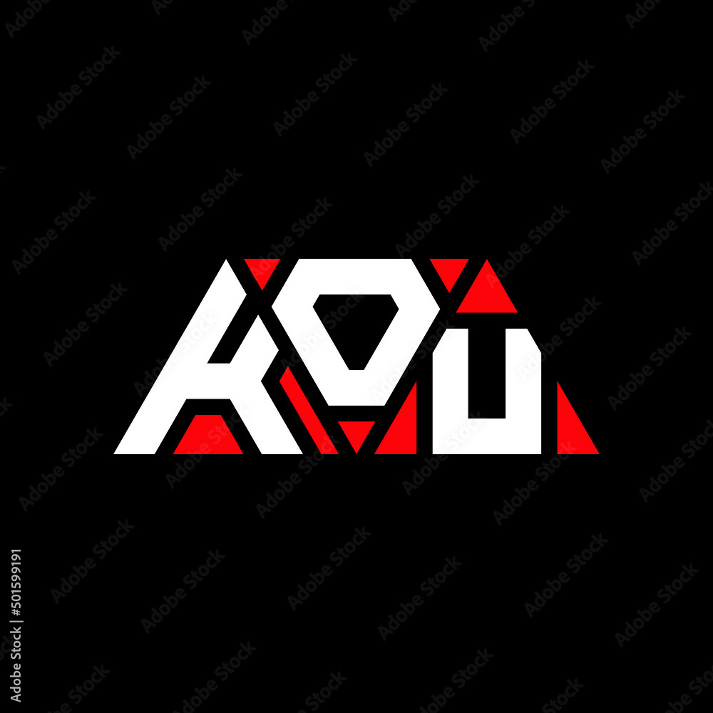 KOU triangle letter logo design with triangle shape. KOU triangle logo design monogram. KOU triangle vector logo template with red color. KOU triangular logo Simple, Elegant, and Luxurious Logo...
