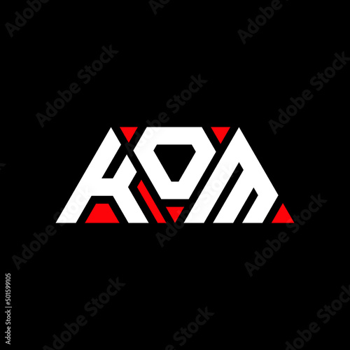 KOM triangle letter logo design with triangle shape. KOM triangle logo design monogram. KOM triangle vector logo template with red color. KOM triangular logo Simple, Elegant, and Luxurious Logo...