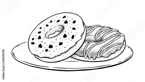 Vector illustration of Donuts on plate
