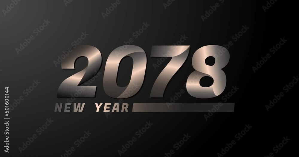 2078 animation Isolated on Black background, 2078 new year design template