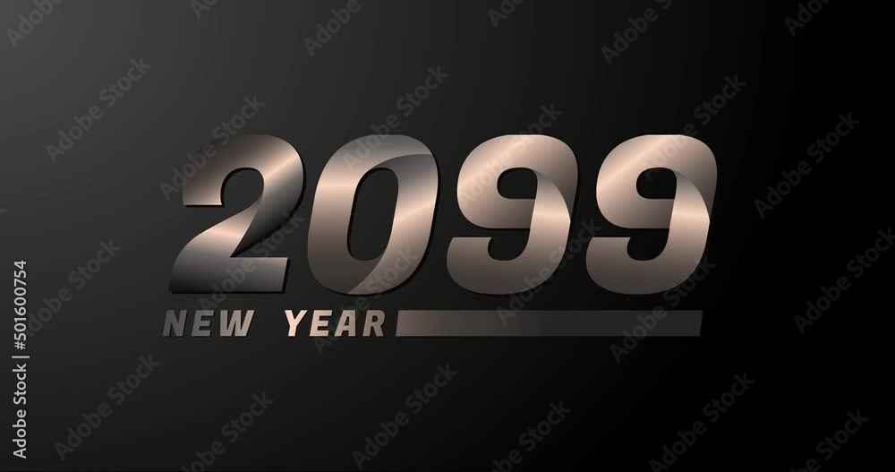 2099 animation Isolated on Black background, 2099 new year design template