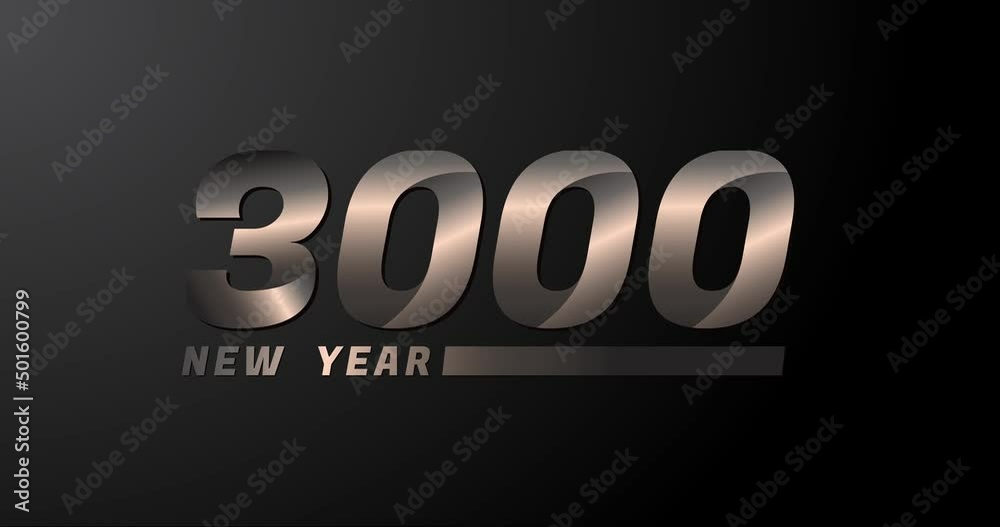 3000 animation Isolated on Black background, 3000 new year design template
