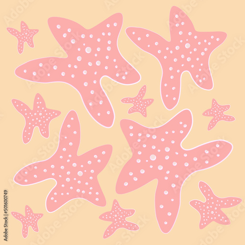 Illustration on a marine theme with starfish.