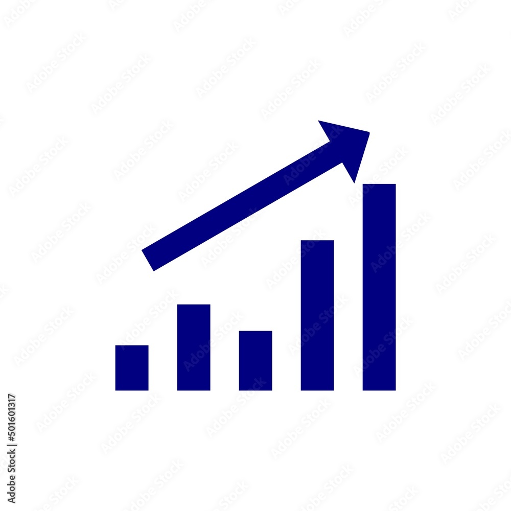 Bar chart icon with up arrow Bar chart icon with up arrow