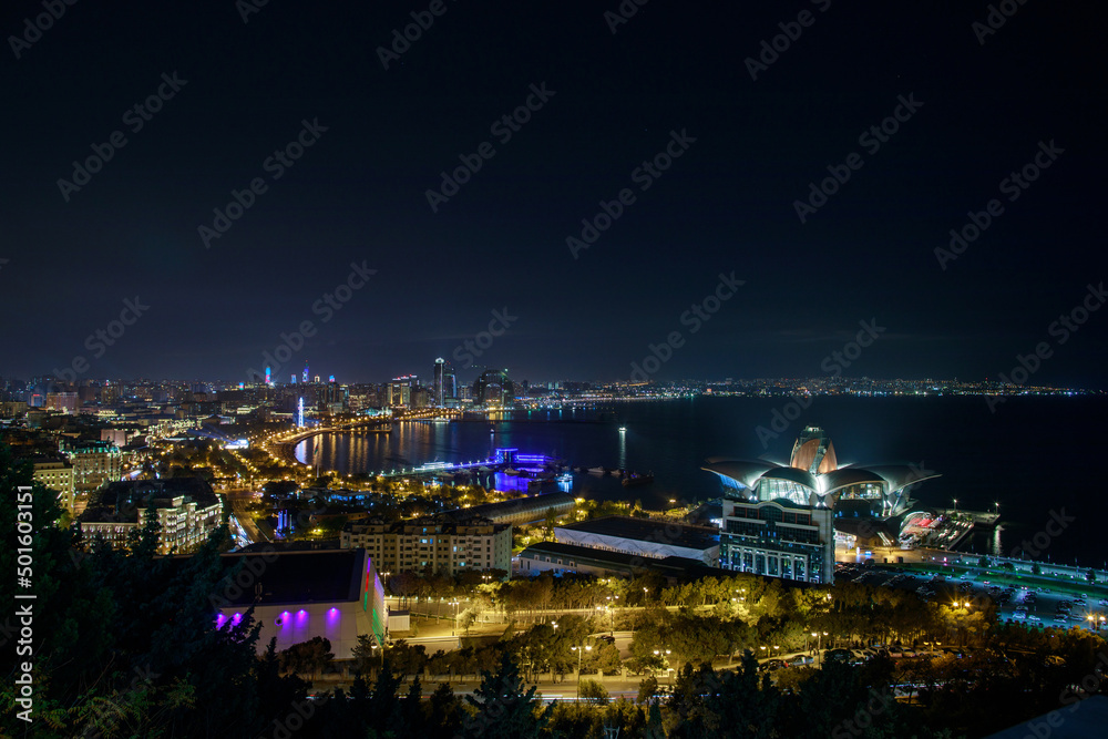 Fototapeta premium Baku city lights at night