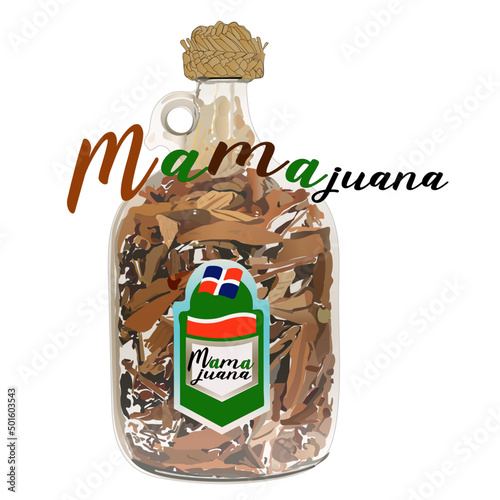 Mamajuana, dominican drink with medicinal properties, its flavor comes from the bark of a tree called brazilwood, its healing is done with honey and red wine, then put the rum or liquor of your choice photo