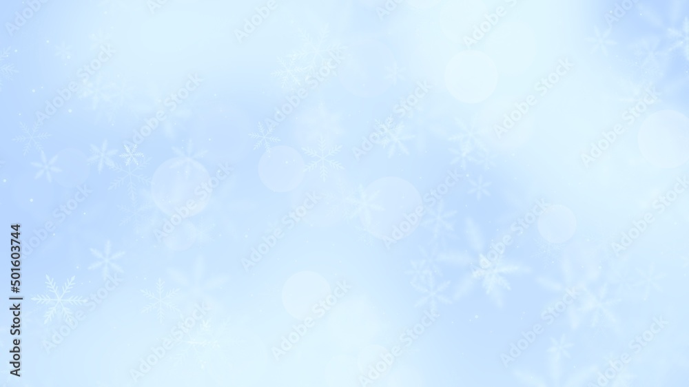 Abstract background  White Snow flake on Blue Background in Christmas holiday