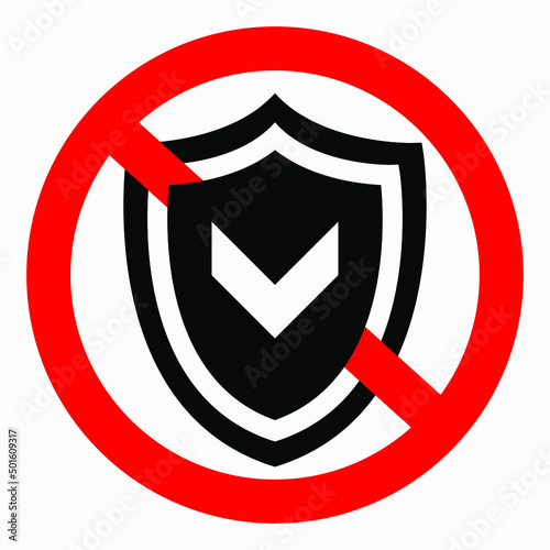 Ban shield icon. Bad defense. High level of risk. Symbol of low protection. Protection icon. Vector icon. Free Download Ban shield icon. Bad defense. High level of risk. Symbol of low protection. Protection icon. Vector icon. - GFXLoad